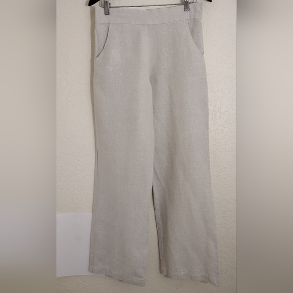 Crown Linen Designs Pants - Crown Linen Designs Shimmer Wide Leg Linen Pants